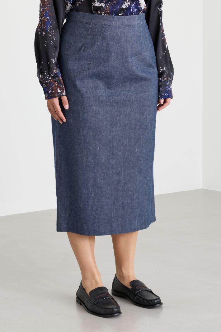 Pencil skirt with vent - BLUE - Intrend - 2