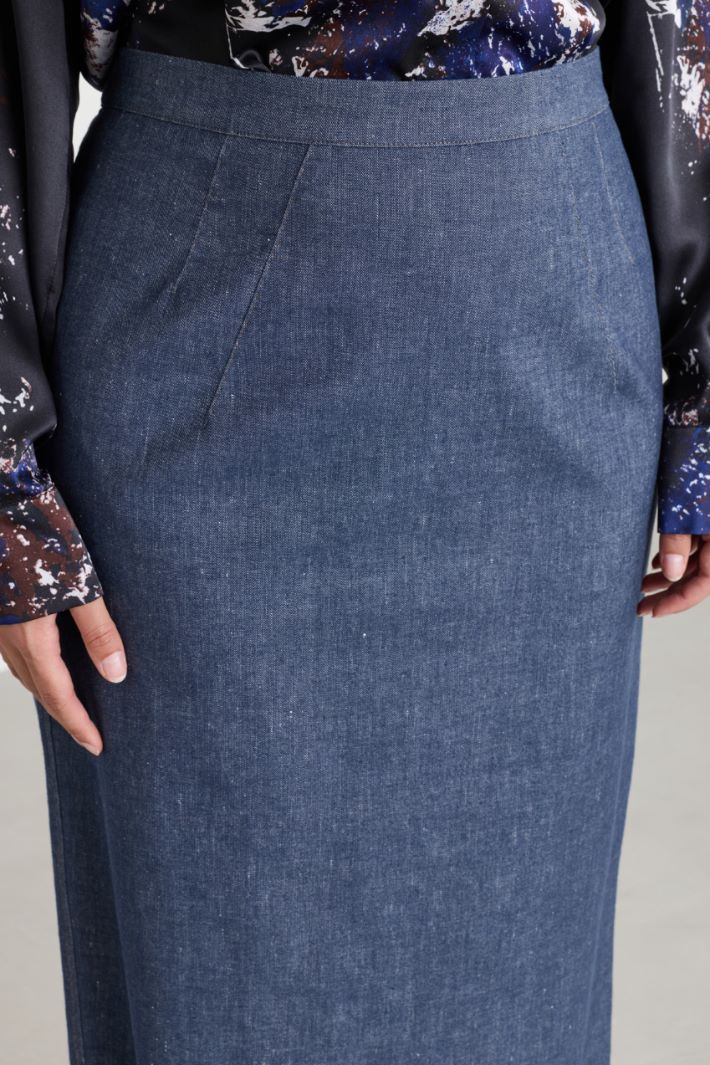 Pencil skirt with vent - BLUE - Intrend - 3