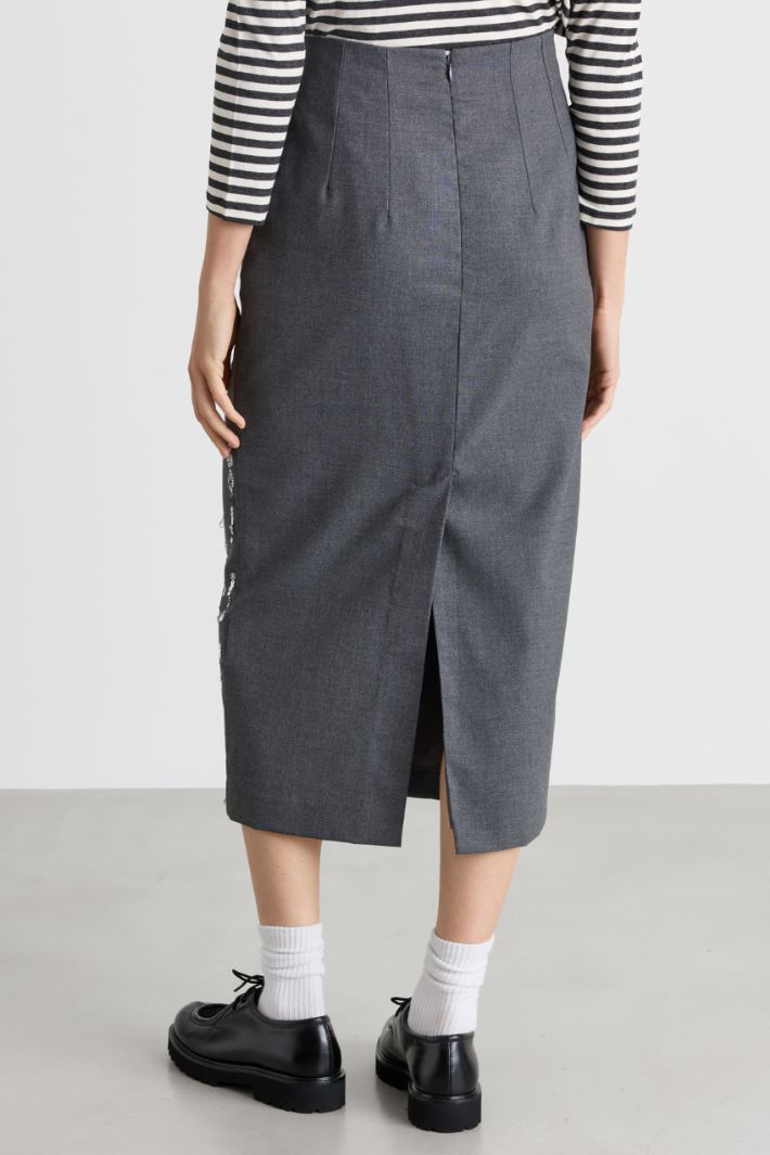 Embroidered Skirt - GREY - Intrend - 4