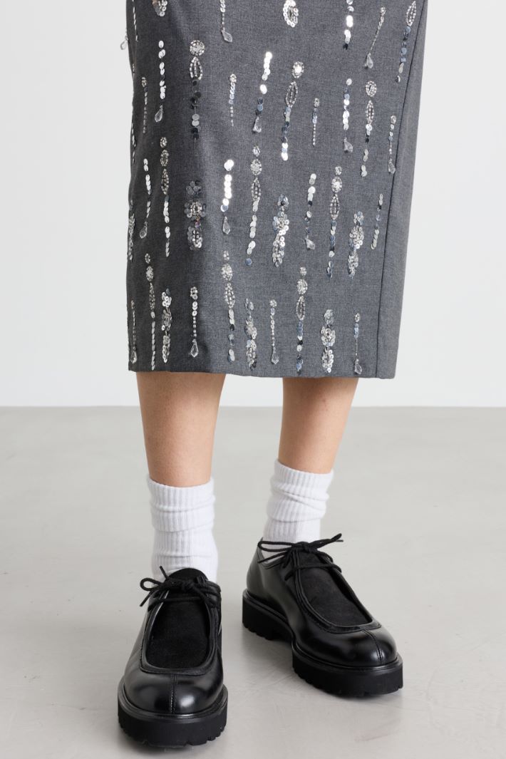 Embroidered Skirt - GREY - Intrend - 2