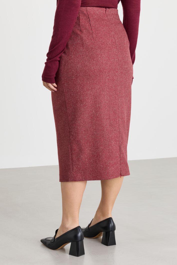 Pencil Skirt with an Adjustable Slit - RED - Intrend - 4