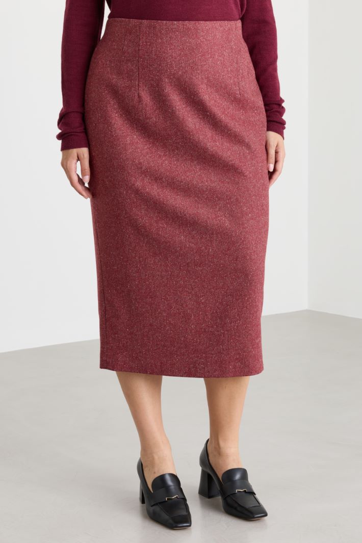 Pencil Skirt with an Adjustable Slit - RED - Intrend - 2