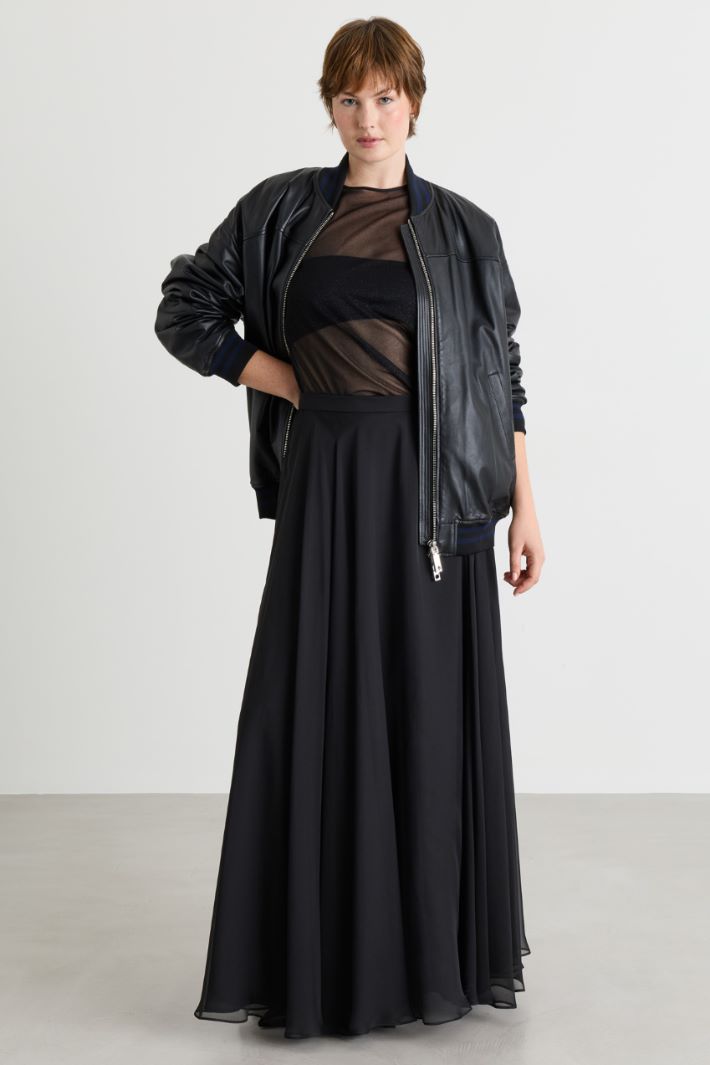 Chiffon skirt - BLACK - Intrend