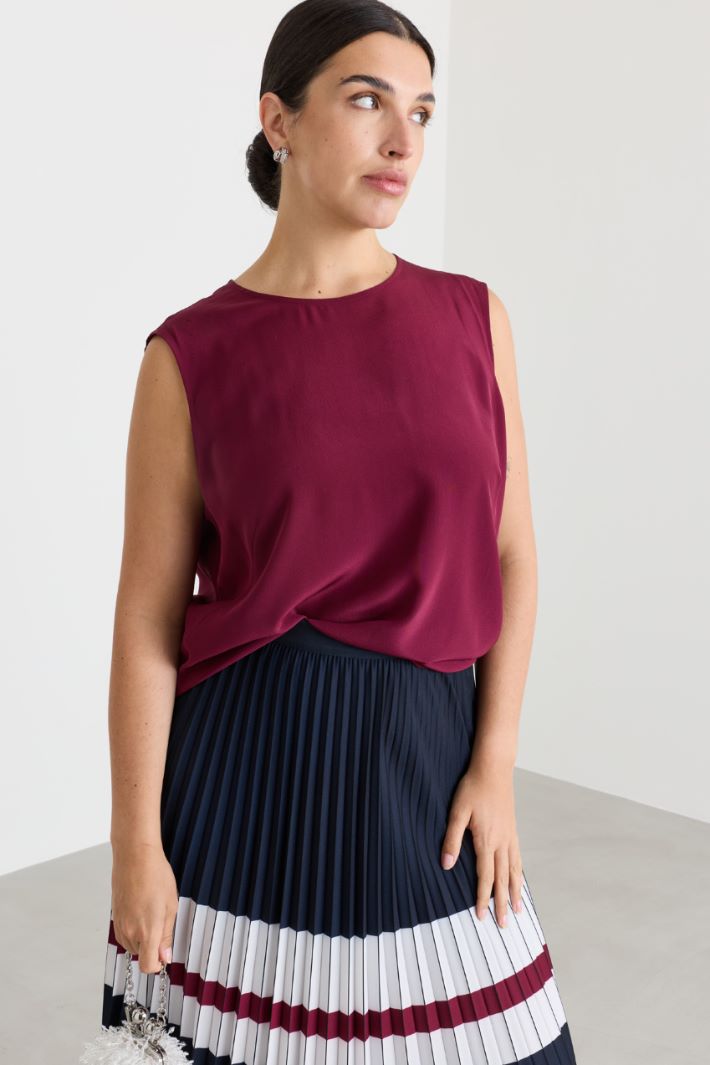 Top in crepe de chine - BORDEAUX - Intrend - 2