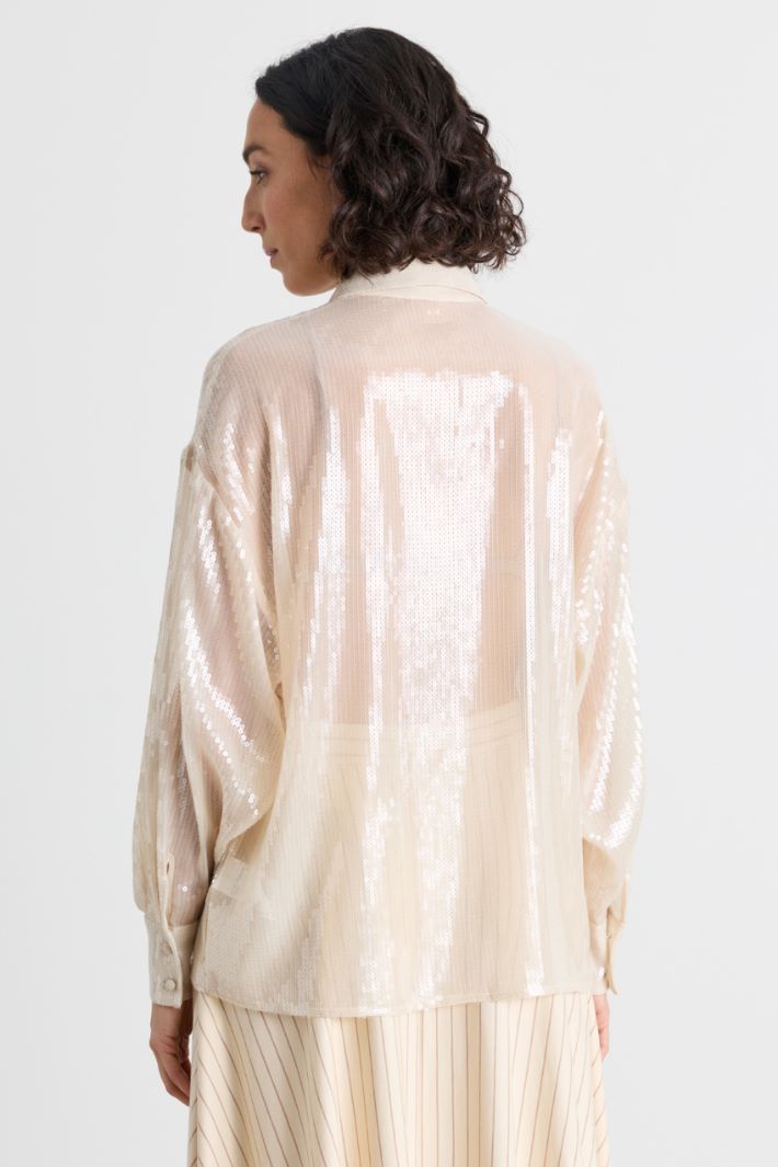 Camicia in paillettes - BEIGE - Intrend - 4