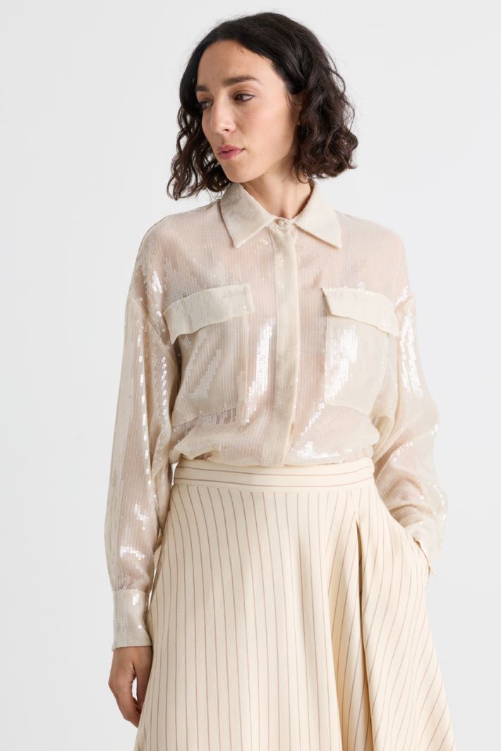 Camicia in paillettes - BEIGE - Intrend - 2