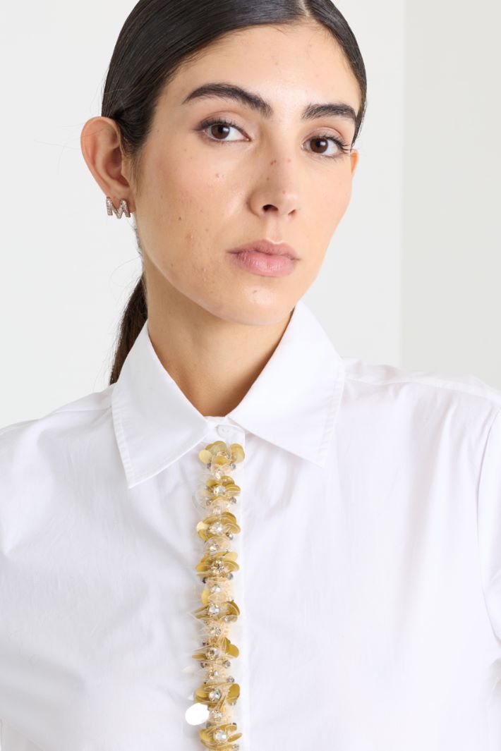 Camicia con ricami gioiello - BIANCO - Intrend - 3