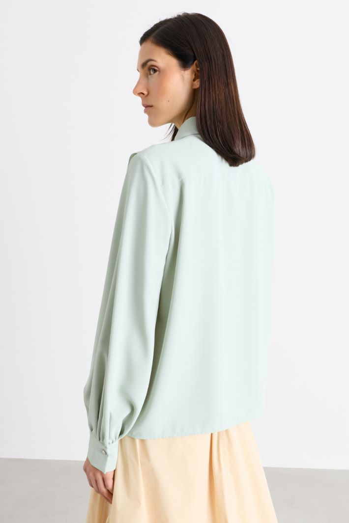 Blusa con ruches in georgette doppia - VERDE - Intrend - 4