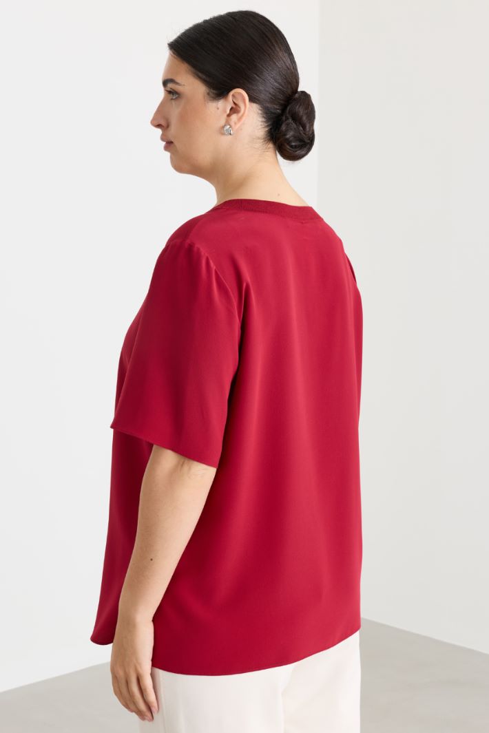 Crêpe de Chine blouse - RED - Intrend - 4