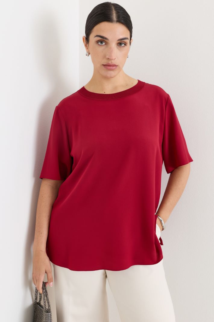 Crêpe de Chine blouse - RED - Intrend - 2