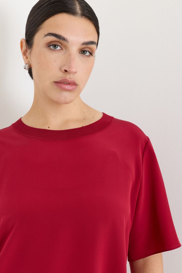 Crêpe de Chine blouse - RED - Intrend - 3