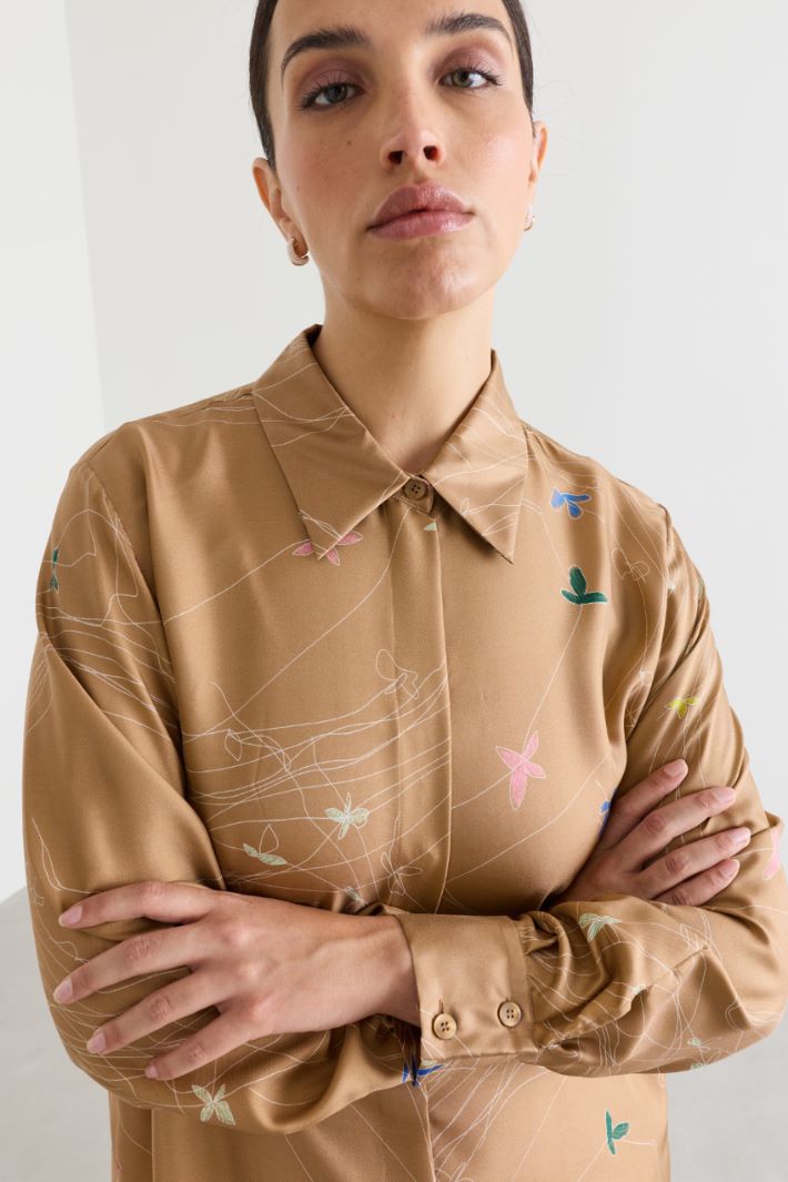 Camicia in twill con bottoni nascosti - CAMMELLO - Intrend - 3