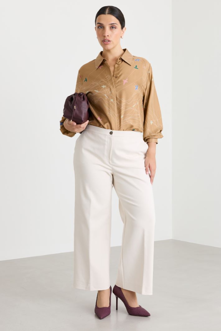 Camicia in twill con bottoni nascosti - CAMMELLO - Intrend