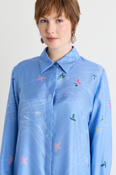Camicia in twill con bottoni nascosti