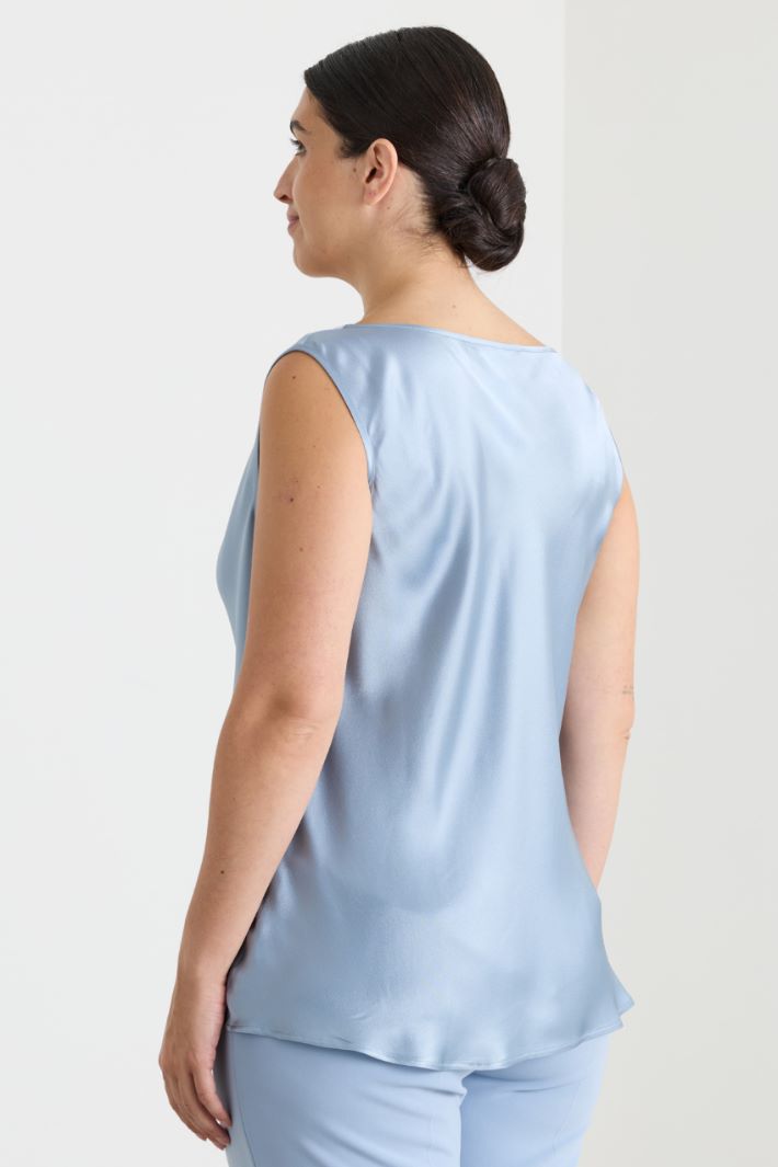 Top con collo morbido drappeggiato - AZZURRO - Intrend - 4