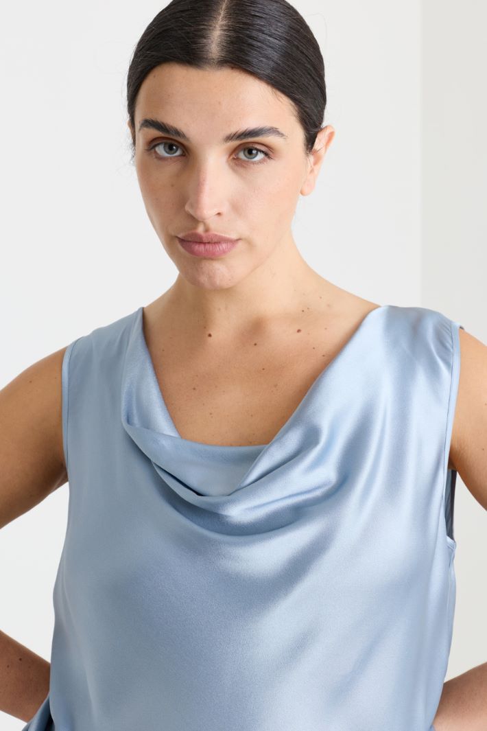 Top con collo morbido drappeggiato - AZZURRO - Intrend - 3