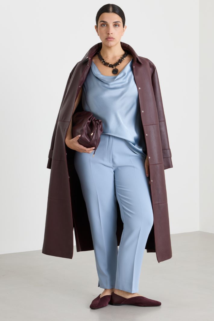 Top con collo morbido drappeggiato - AZZURRO - Intrend