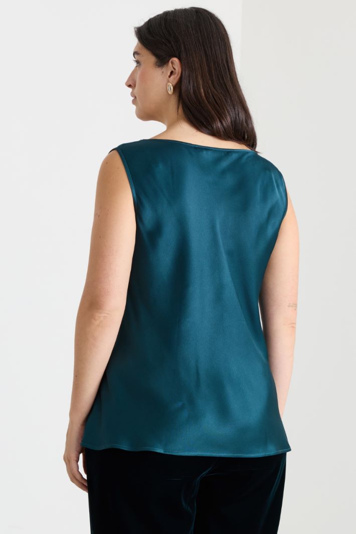 Top con collo morbido drappeggiato - VERDE - Intrend - 4