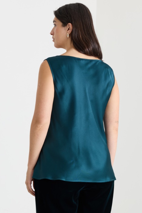Top con collo morbido drappeggiato