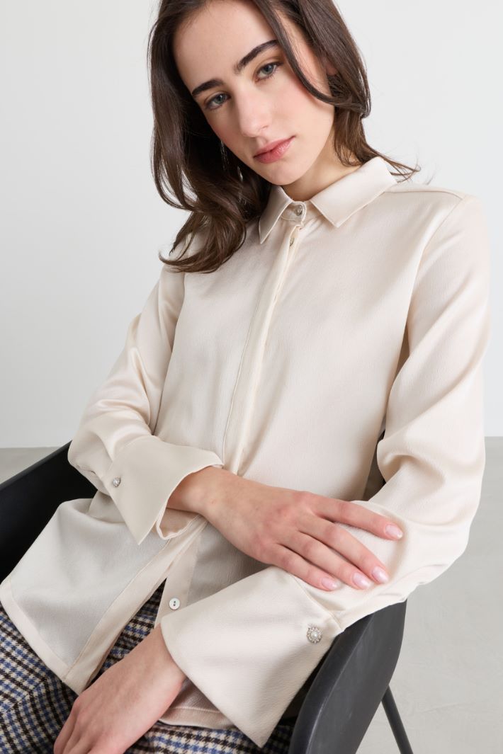 Blusa in raso - BIANCO - Intrend - 3