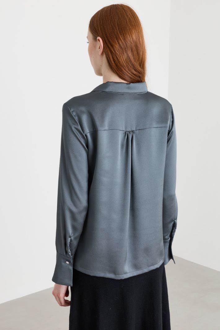 Blusa in raso - GRIGIO - Intrend - 4