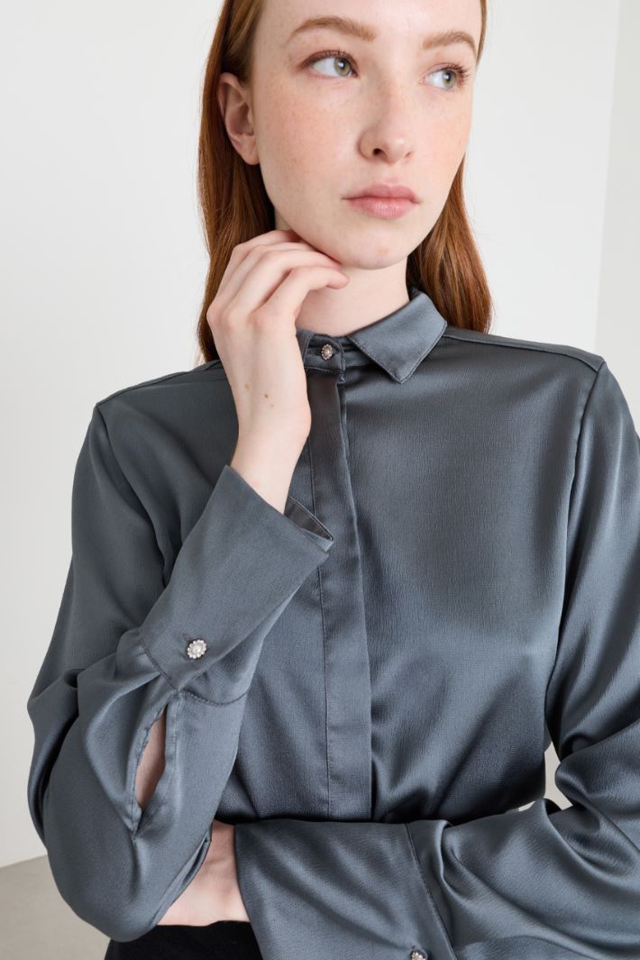 Blusa in raso - GRIGIO - Intrend - 3