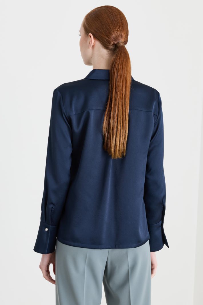 Satin blouse - BLUE - Intrend - 4