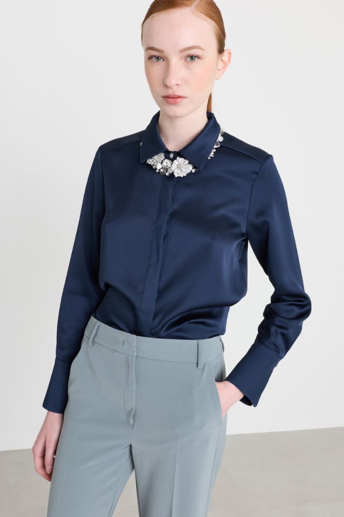 Satin blouse - BLUE - Intrend - 2