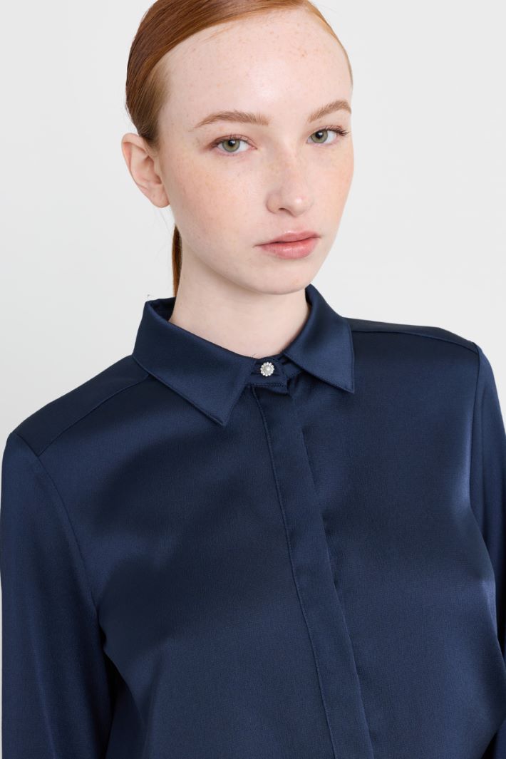Satin blouse - BLUE - Intrend - 3