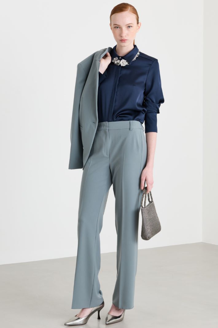 Satin blouse - BLUE - Intrend