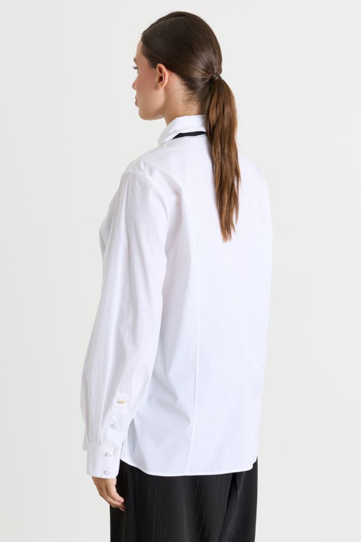 Pintuck-Placket Poplin Shirt - WHITE - Intrend - 4
