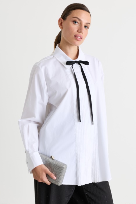 Pintuck-Placket Poplin Shirt - Intrend