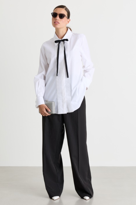 Camisa de popelina con plastrón - Intrend