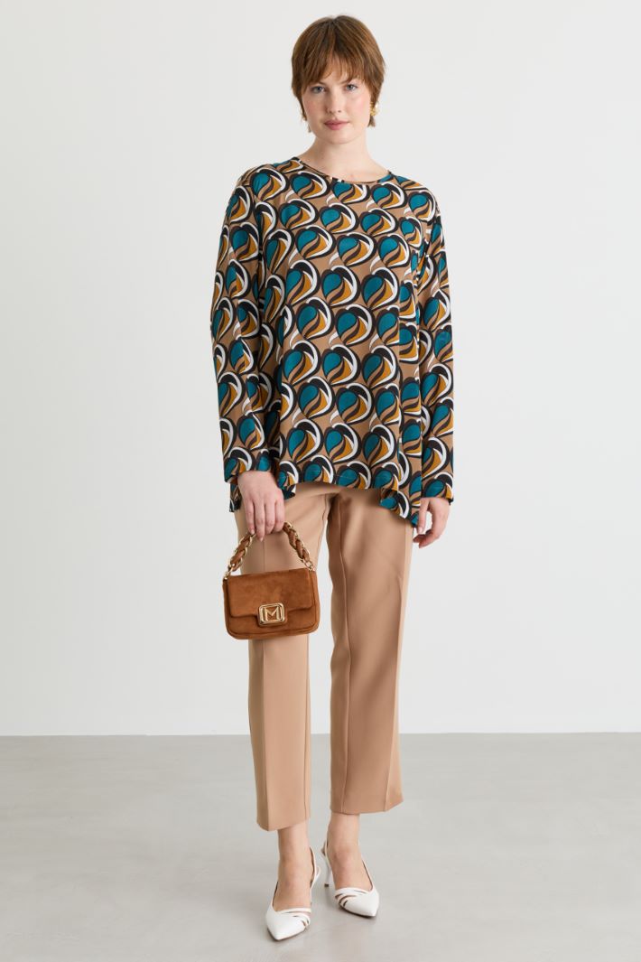Blusa in crepe de chine - CAMMELLO VERDE - Intrend
