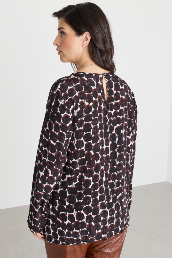 Blusa in crepe de chine - MARRONE - Intrend - 4
