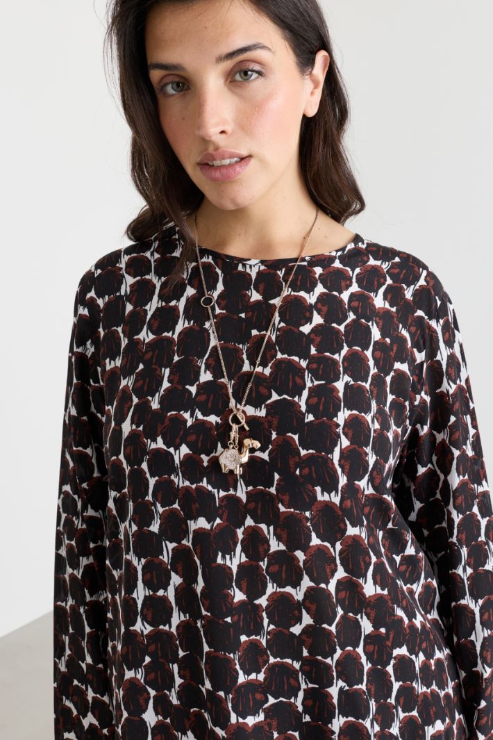 Blusa in crepe de chine - MARRONE - Intrend - 3