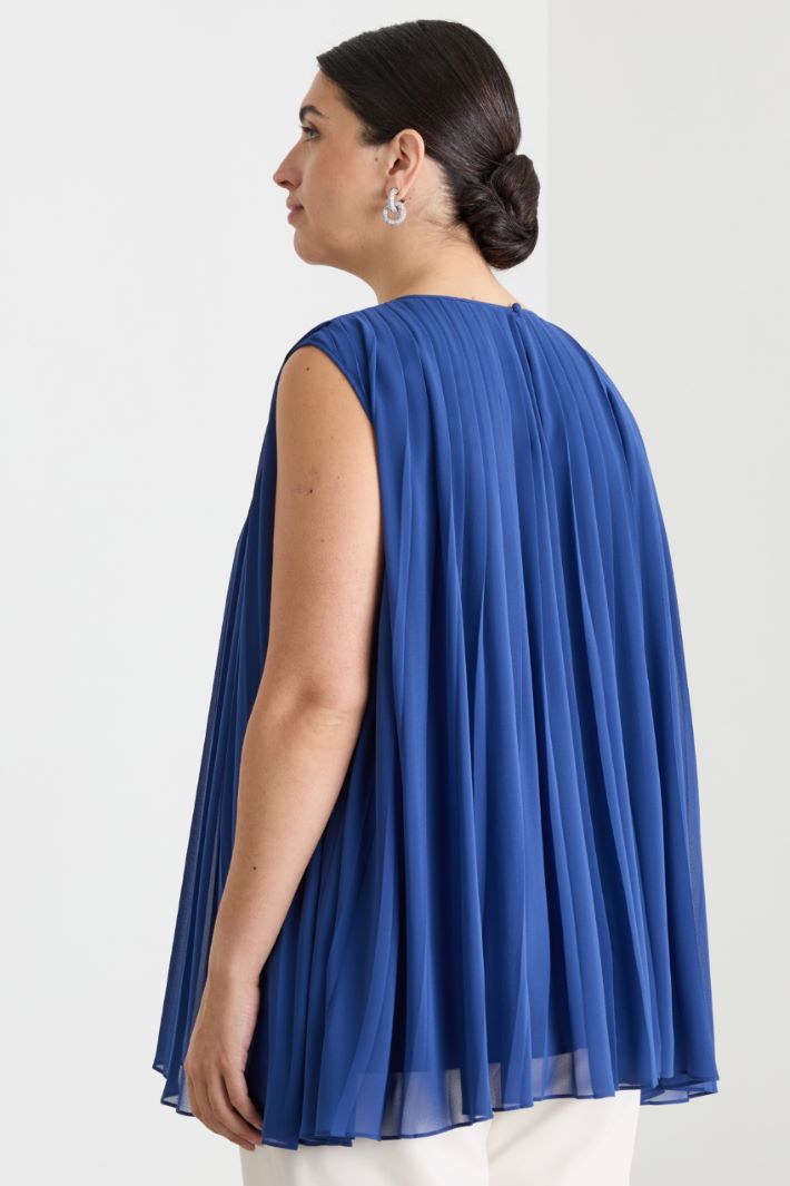 Blusa in georgette plissé - BLU - Intrend - 4
