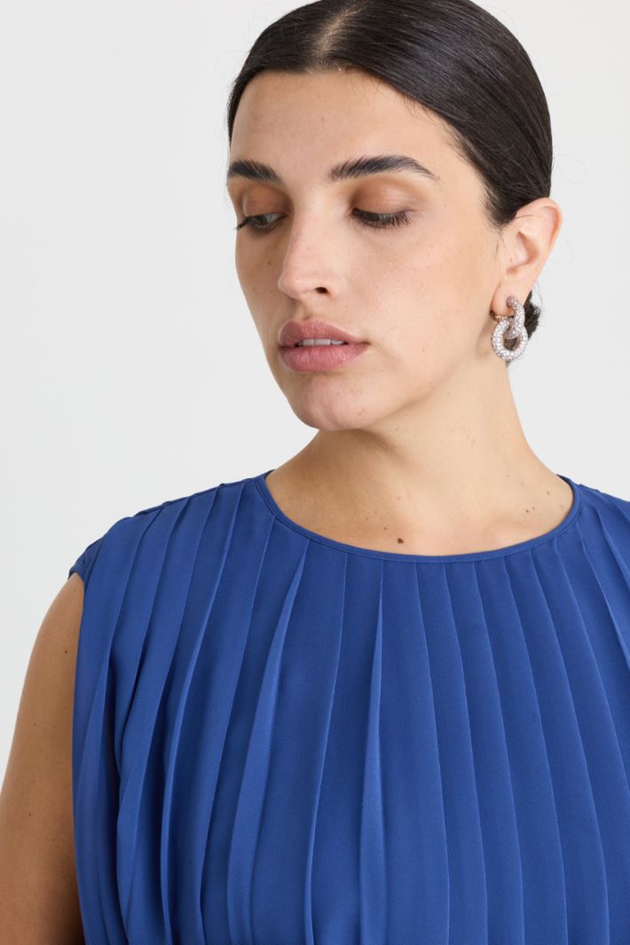 Blusa in georgette plissé - BLU - Intrend - 3