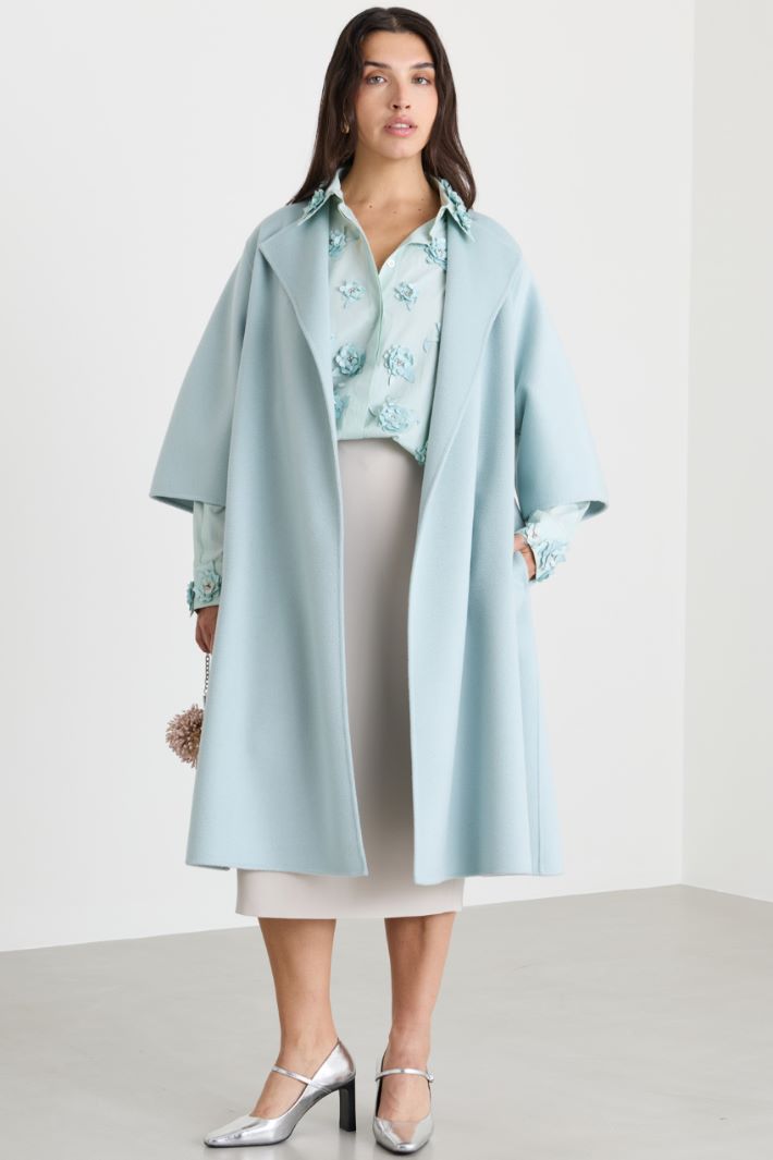 Camicia in popeline con ricamo floreale - VERDE - Intrend