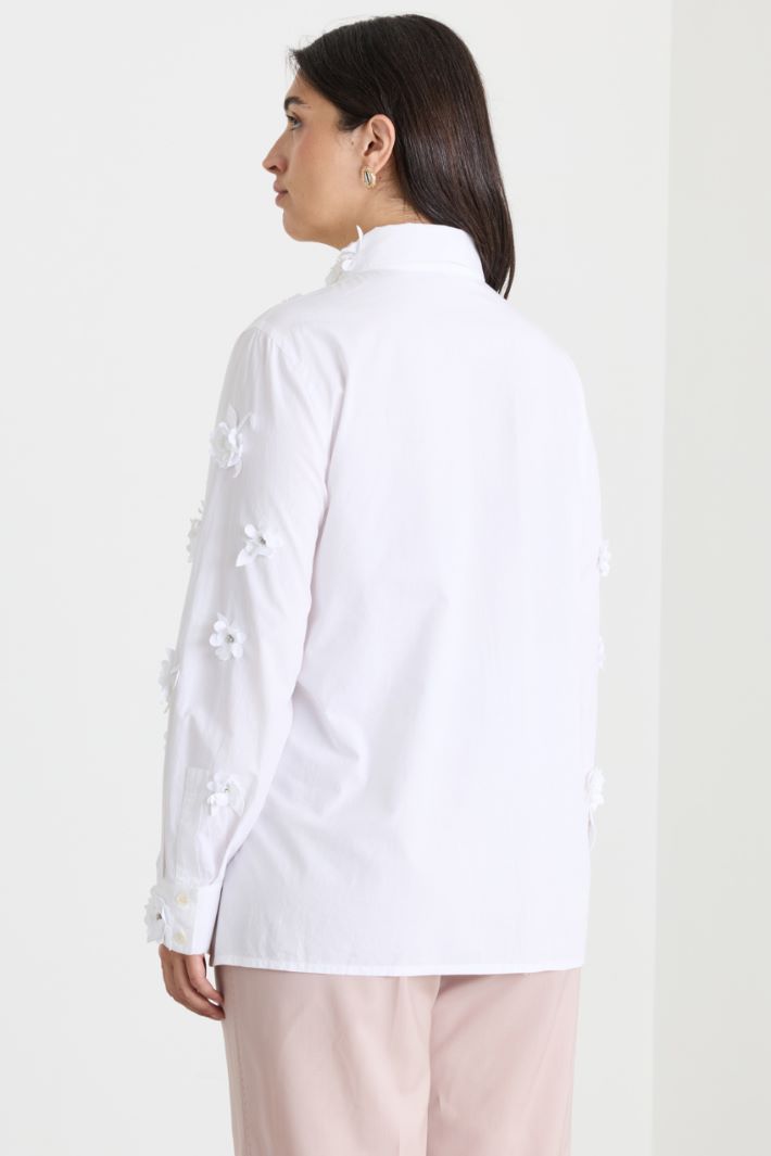 Camicia in popeline con ricamo floreale - BIANCO - Intrend - 4