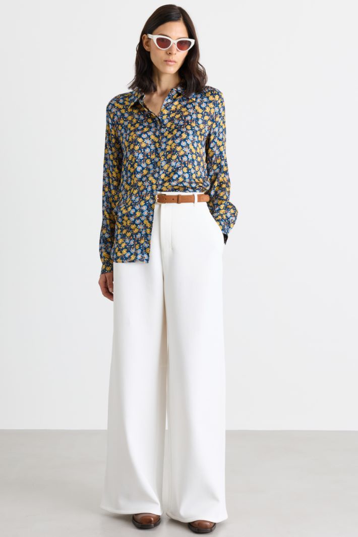 Blusa in raso stampato - GIALLO BLU - Intrend