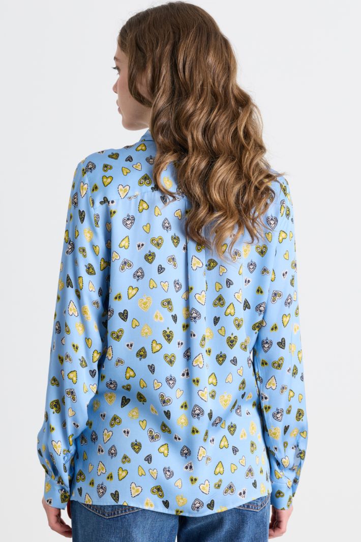 Blusa in raso stampato - AZZURRO - Intrend - 4