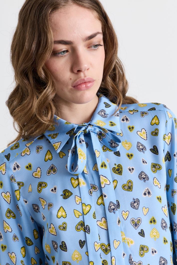 Blusa in raso stampato - AZZURRO - Intrend - 3