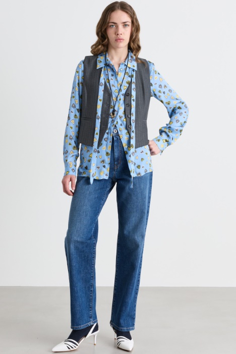 Bedruckte Satinbluse - Intrend