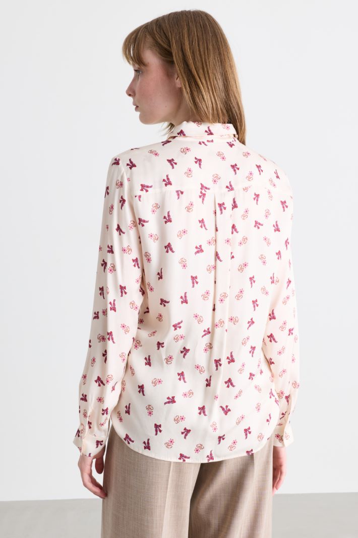 Blusa in raso stampato - BIANCO - Intrend - 4