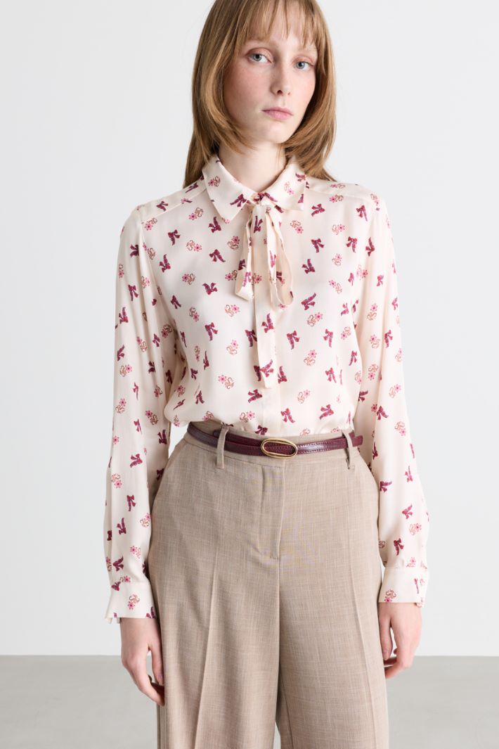 Blusa in raso stampato - BIANCO - Intrend - 2
