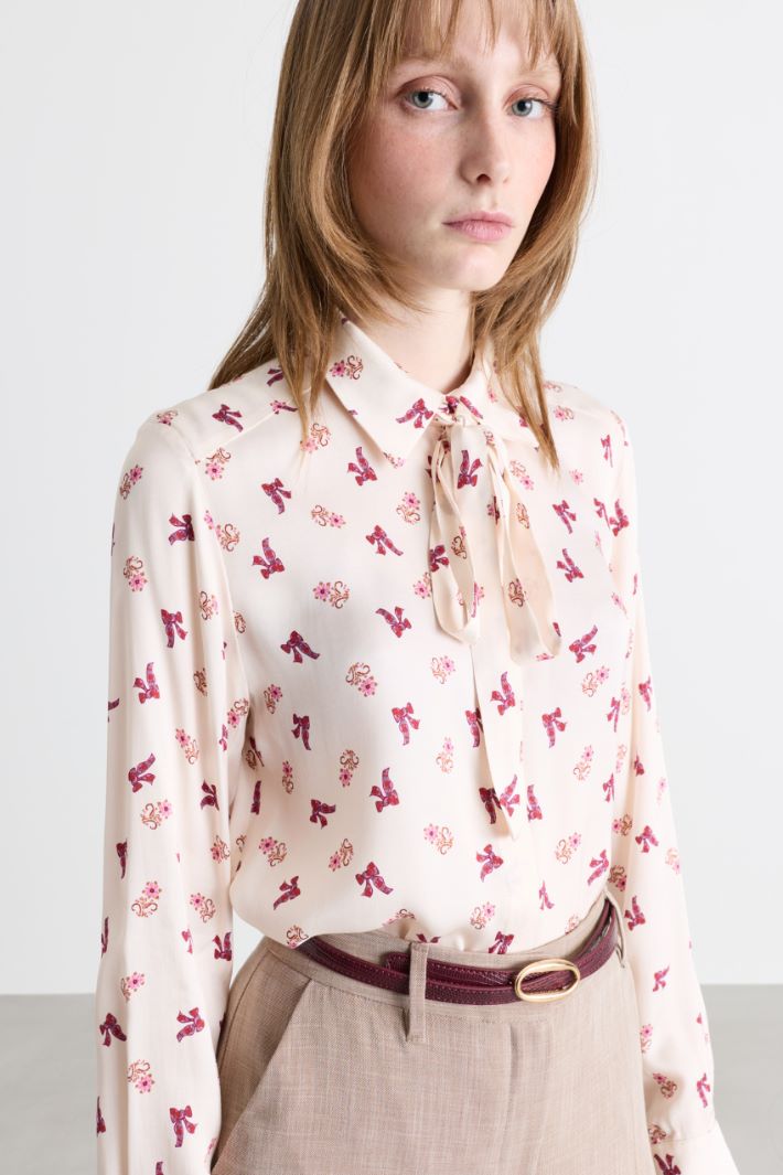 Blusa in raso stampato - BIANCO - Intrend - 3