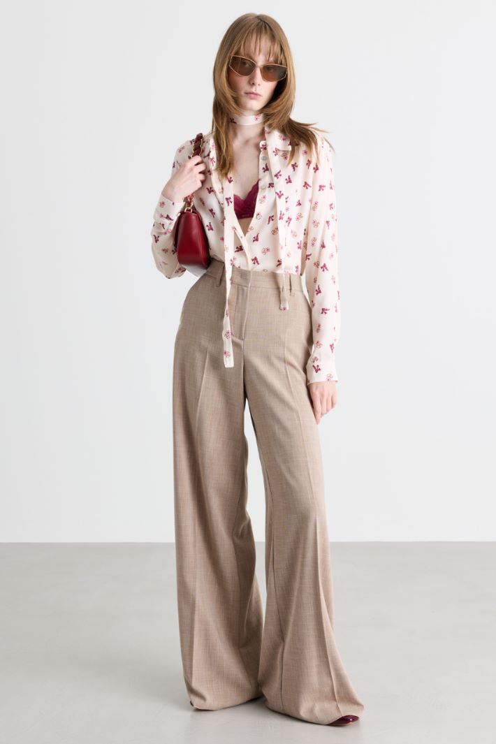 Blusa in raso stampato - BIANCO - Intrend