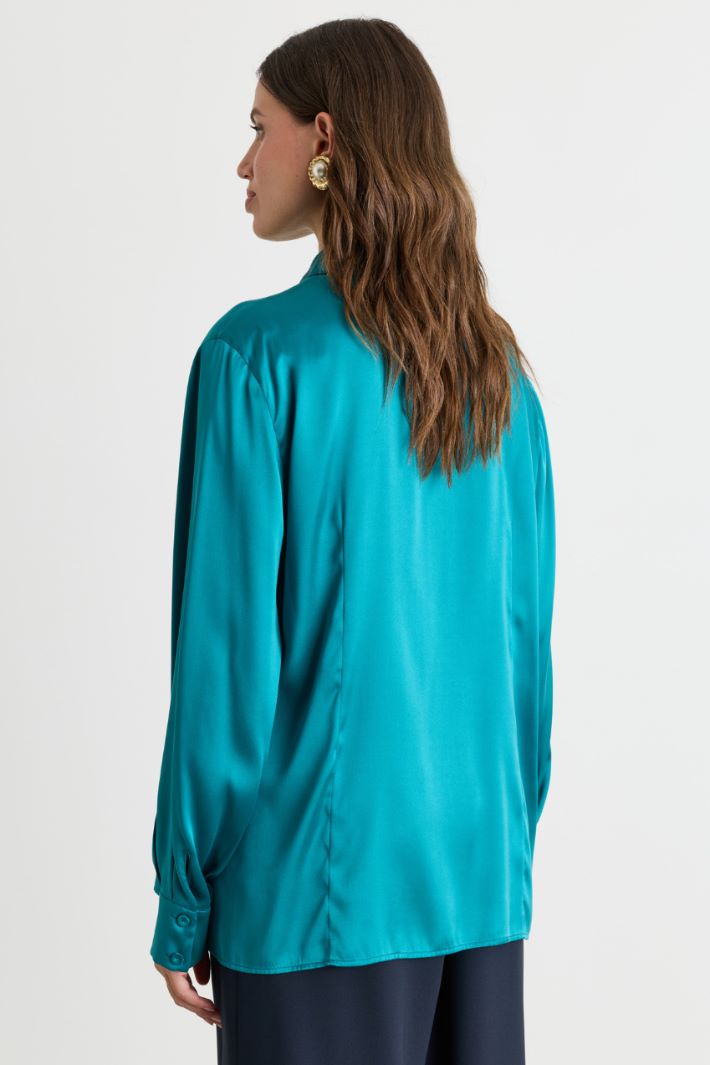 Satin Blouse - LIGHT BLUE - Intrend - 4