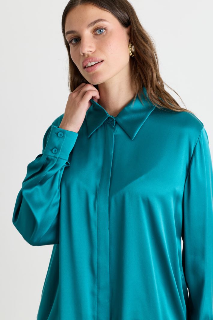 Satin Blouse - LIGHT BLUE - Intrend - 3